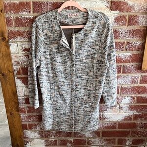 Dolan by Anthropology Multitone Leopard Print Textured Jacket Zip Up Cardigan M